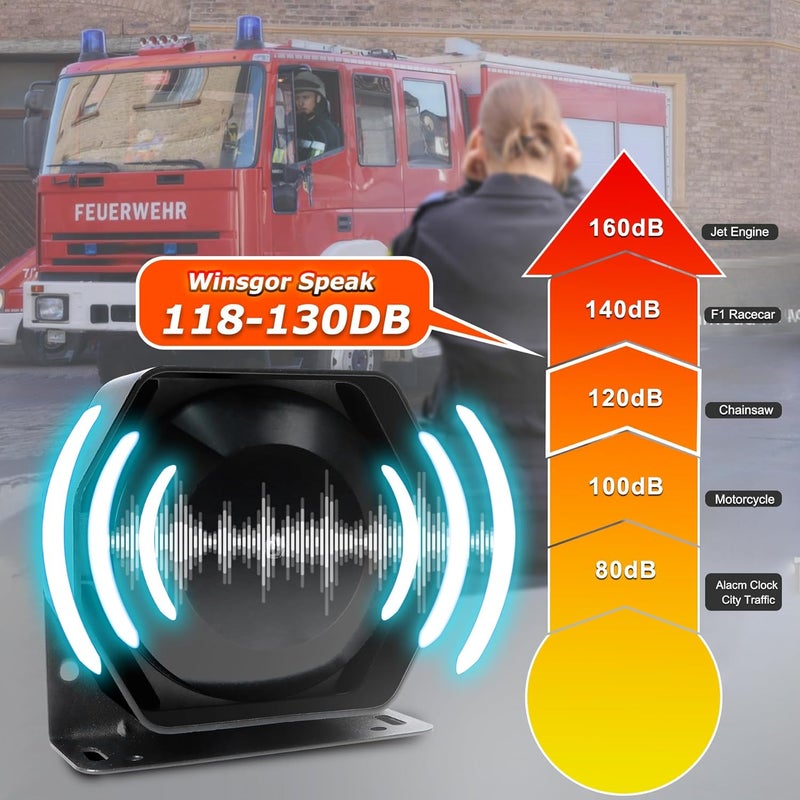 Winsgor Police Siren for Car 8 Tones Warning Emergency Siren PA System with Handheld Microphone 12V 200W for The Ambulance,Fire Truck,Engineering Siren for Vehicle - Image 5